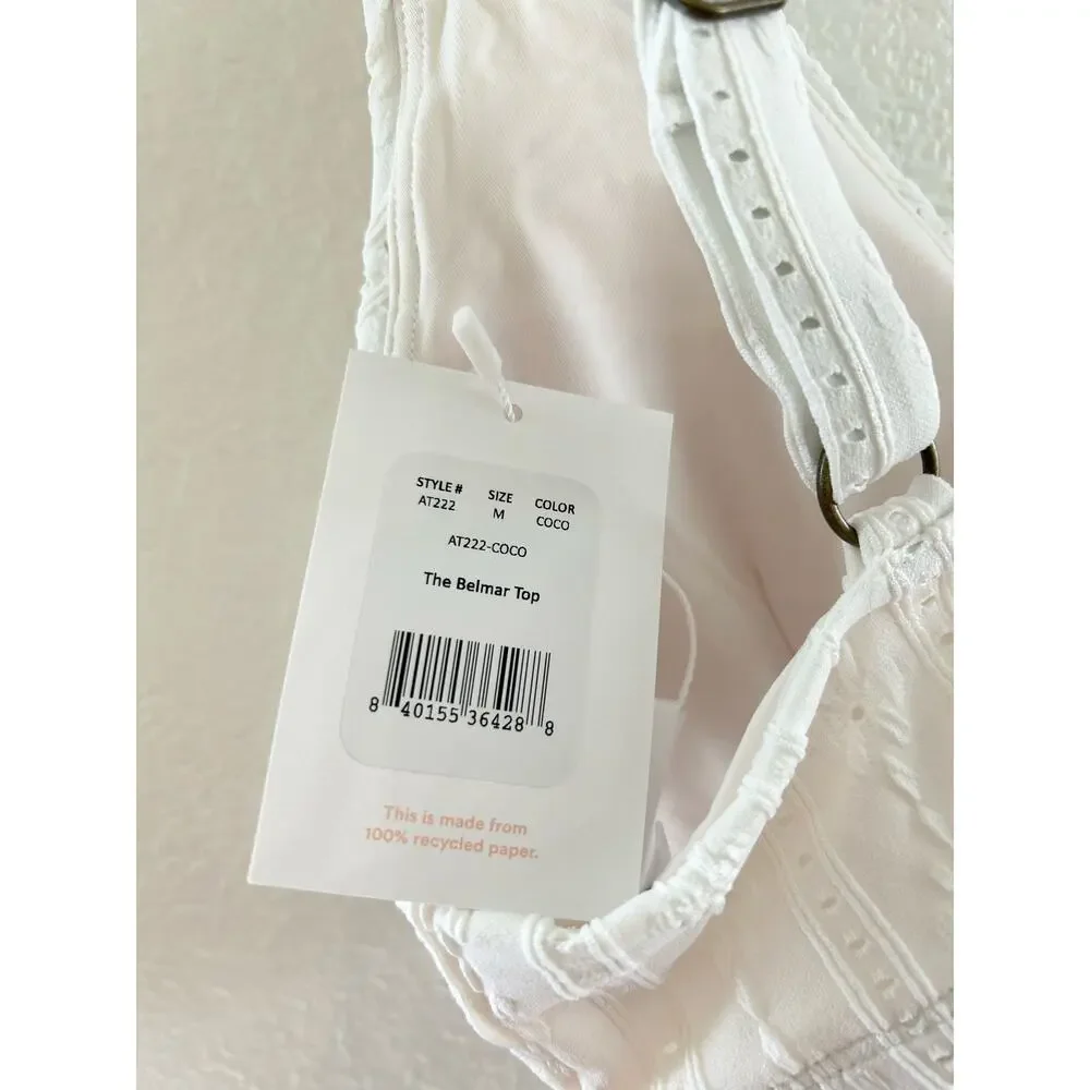 Andie The Belmar Bikini Top in Coconut Floral Eyelet M NWT